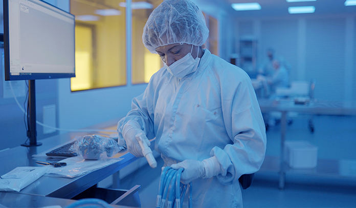 Cleanroom employee assembling